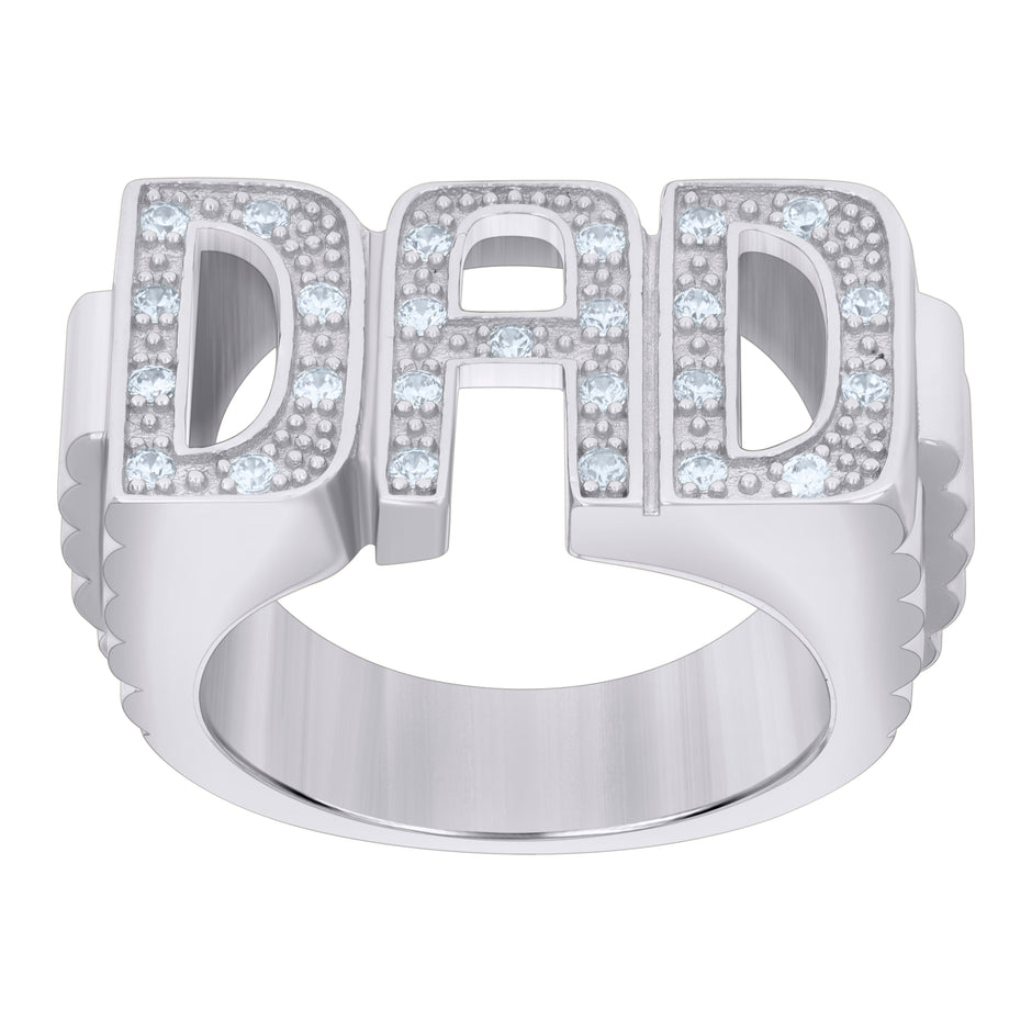 925 Sterling Silver Mens Cubic-Zirconia DAD Fashion Ring Size 10 - SLV-119164