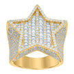 925 Sterling Silver Yellow-tone Mens Baguette Round Cubic-Zirconia Star Fashion Ring Size 10 - SLV-119222