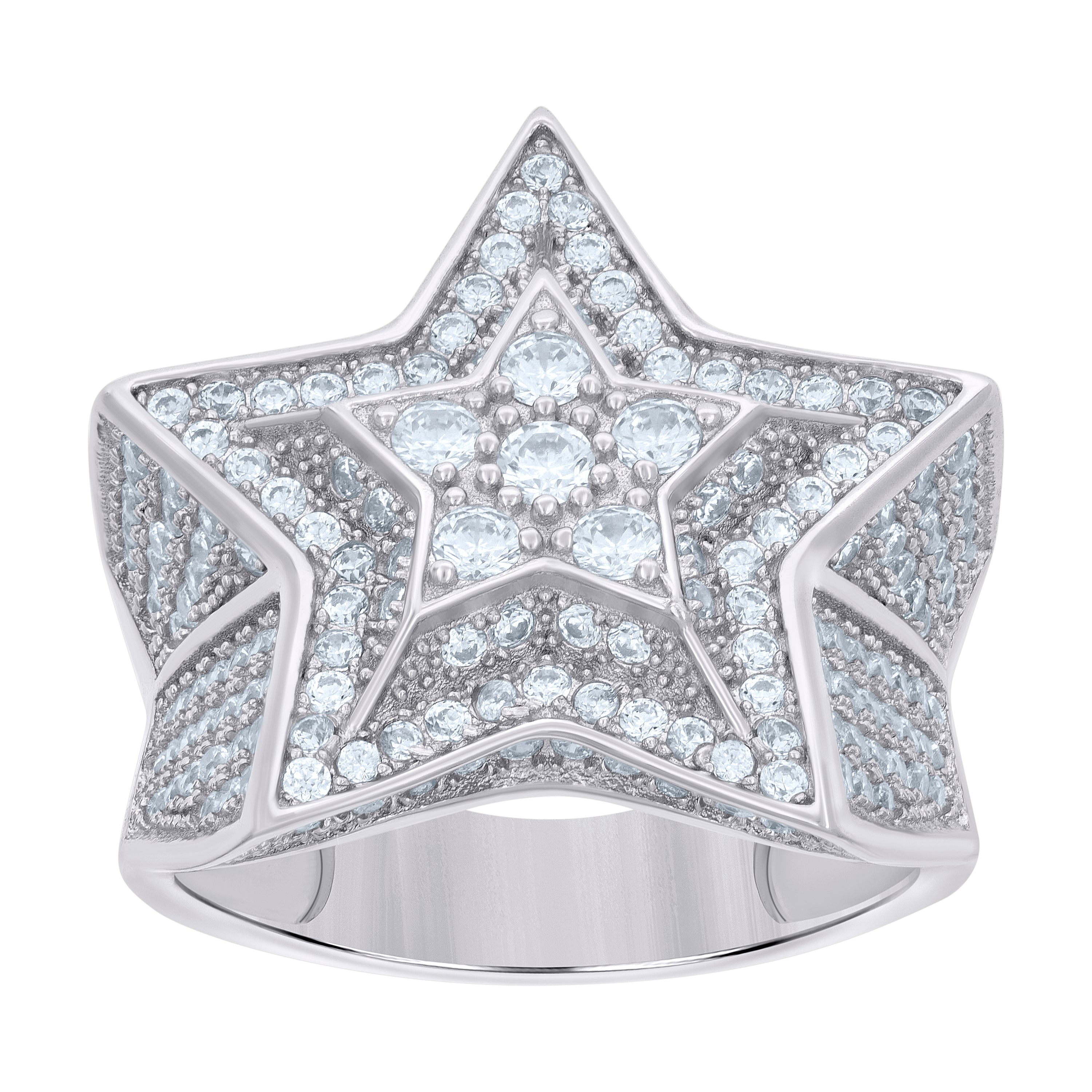 925 Sterling Silver Mens Cubic-Zirconia Star Fashion Ring Size 8