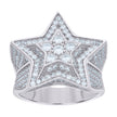 925 Sterling Silver Mens Cubic-Zirconia Star Fashion Ring Size 9 - SLV-119227