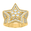 925 Sterling Silver Yellow-tone Mens Cubic-Zirconia Star Fashion Ring Size 8