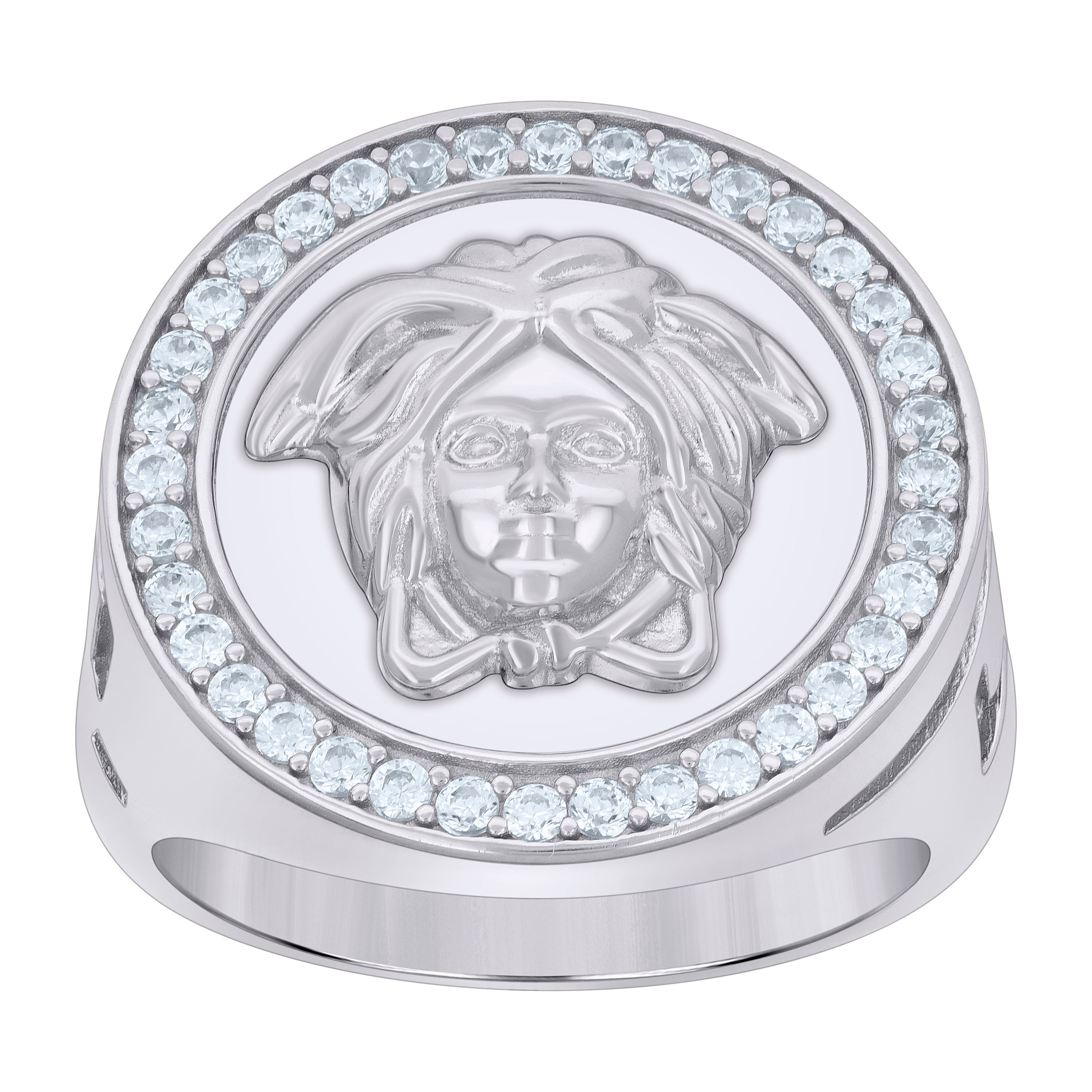 925 Sterling Silver Mens Cubic-Zirconia Medusa Fashion Ring Size 9 - SLV-119239