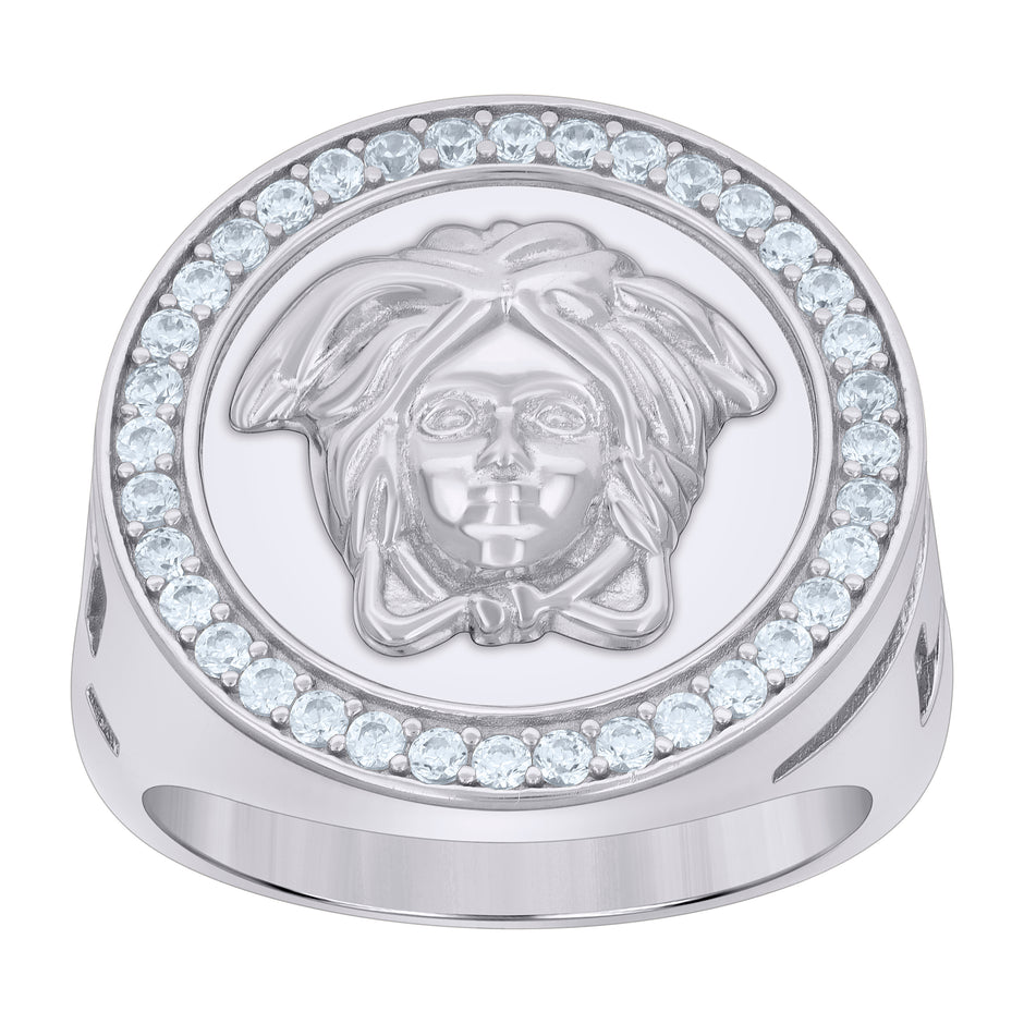 925 Sterling Silver Mens Cubic-Zirconia Medusa Fashion Ring Size 11 - SLV-119241