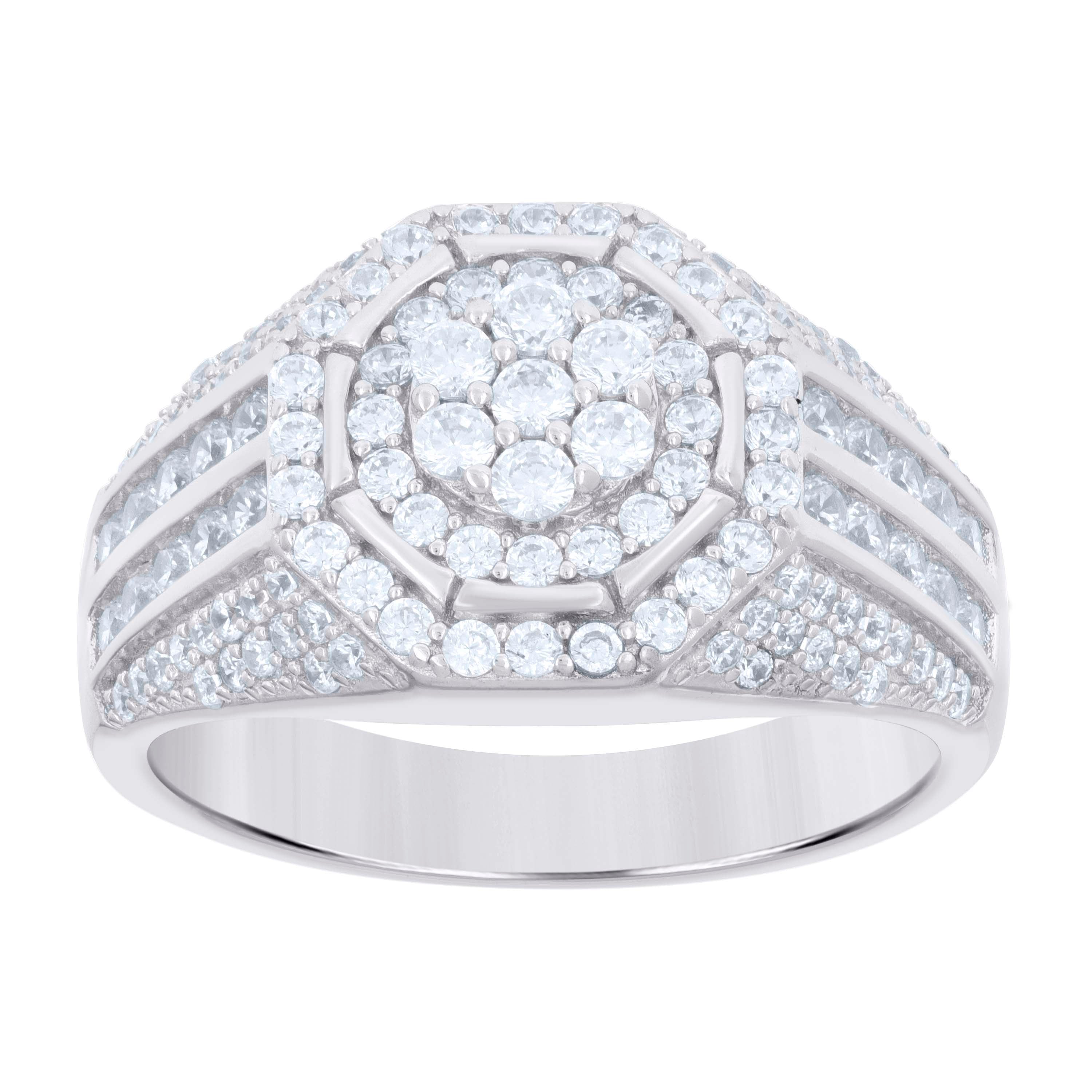925 Sterling Silver Mens Cubic-Zirconia Fashion Ring Size 9