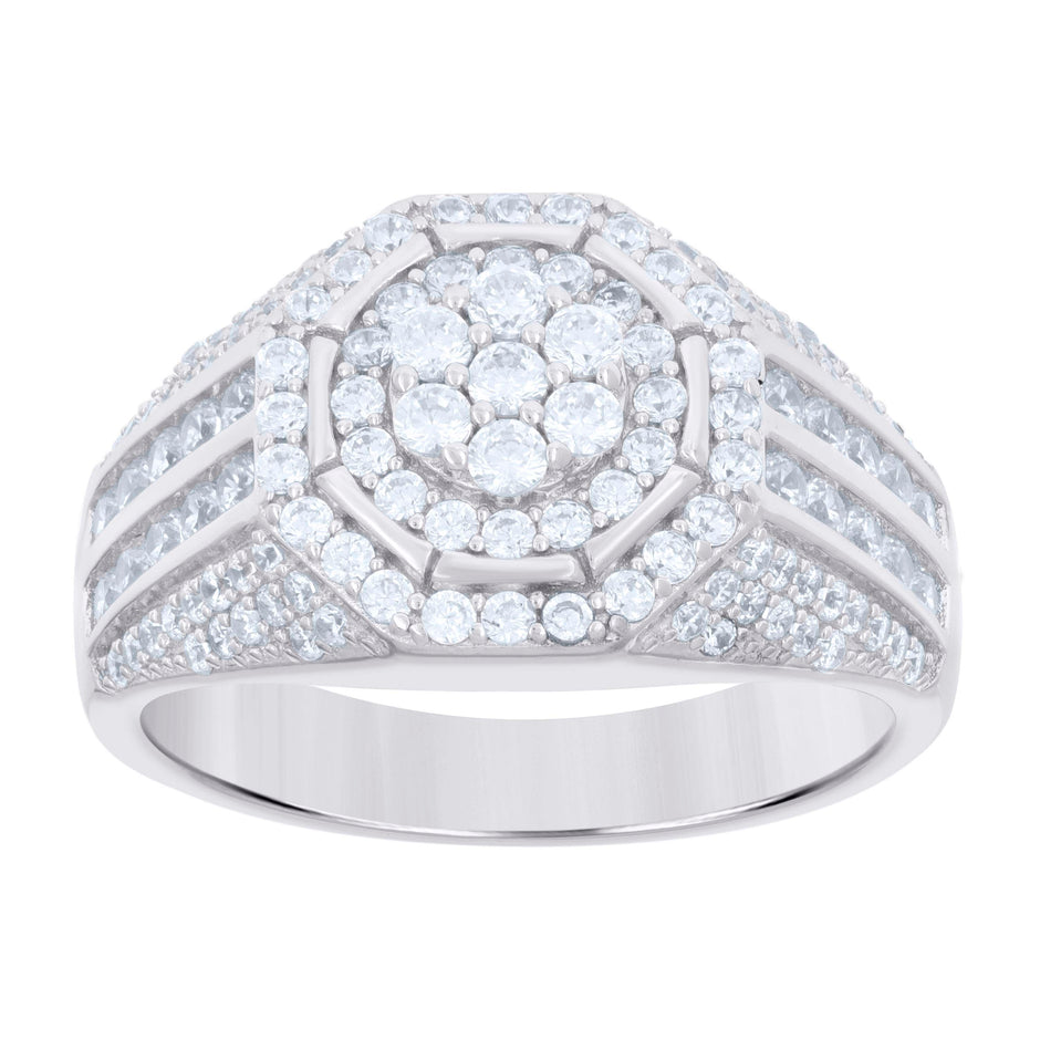 925 Sterling Silver Mens Cubic-Zirconia Fashion Ring Size 11 - SLV-119253
