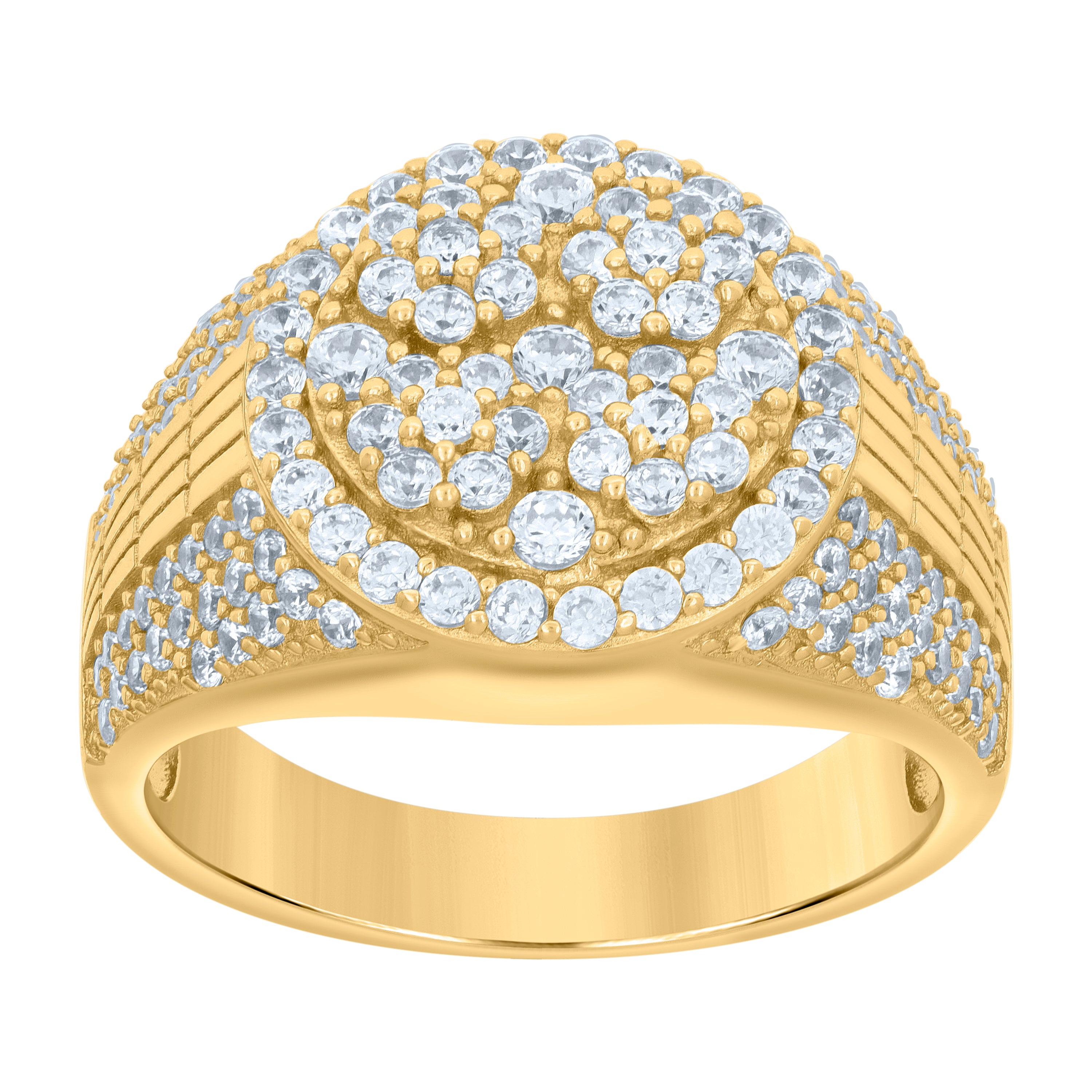 925 Sterling Silver Yellow-tone Mens Cubic-Zirconia Fashion Ring Size 11 - SLV-119271