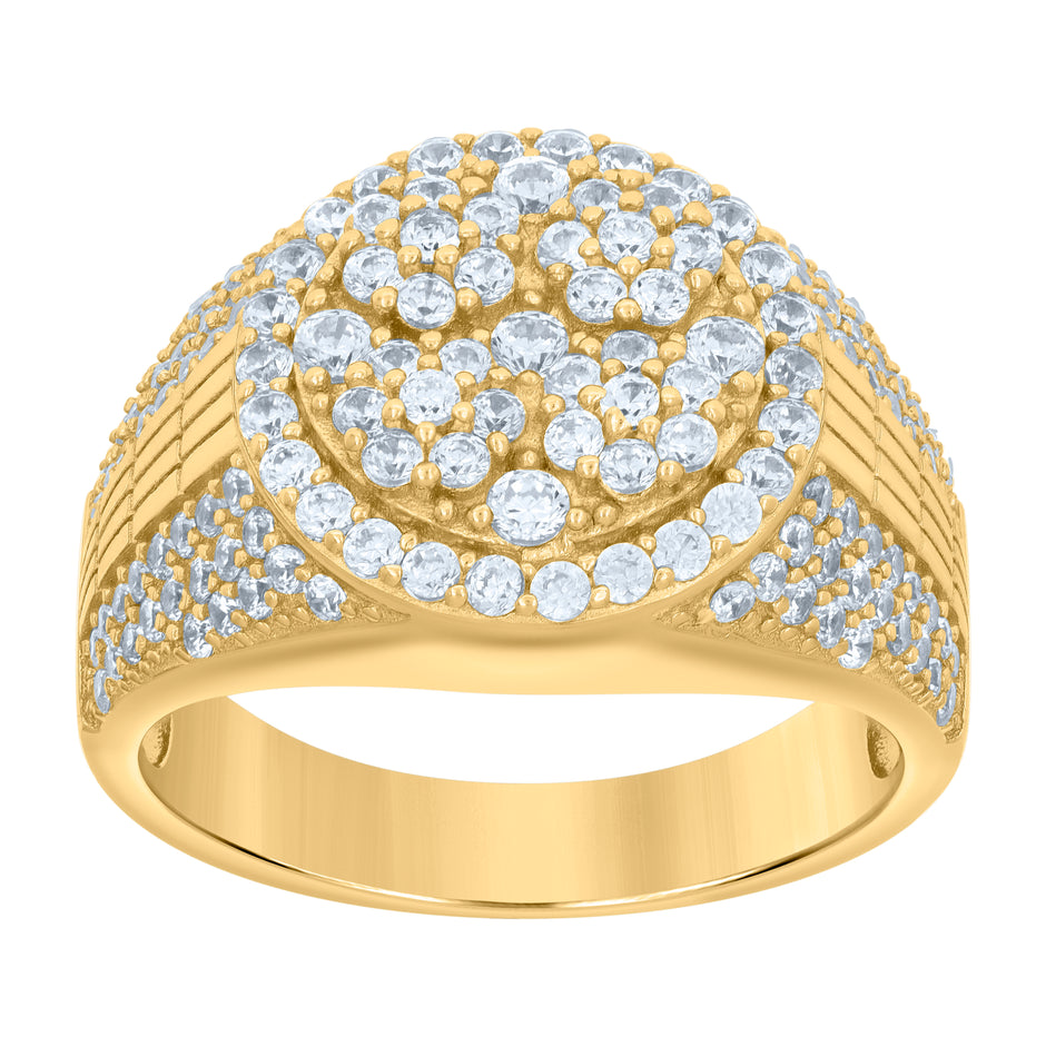 925 Sterling Silver Yellow-tone Mens Cubic-Zirconia Fashion Ring Size 12 - SLV-119272