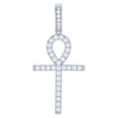 925 Sterling Silver Mens Round Cubic-Zirconia Egyptian Ankh Cross Religious Charm Pendant