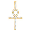 925 Sterling Silver Yellow-tone Mens Round Cubic-Zirconia Egyptian Ankh Cross Religious Charm Pendant