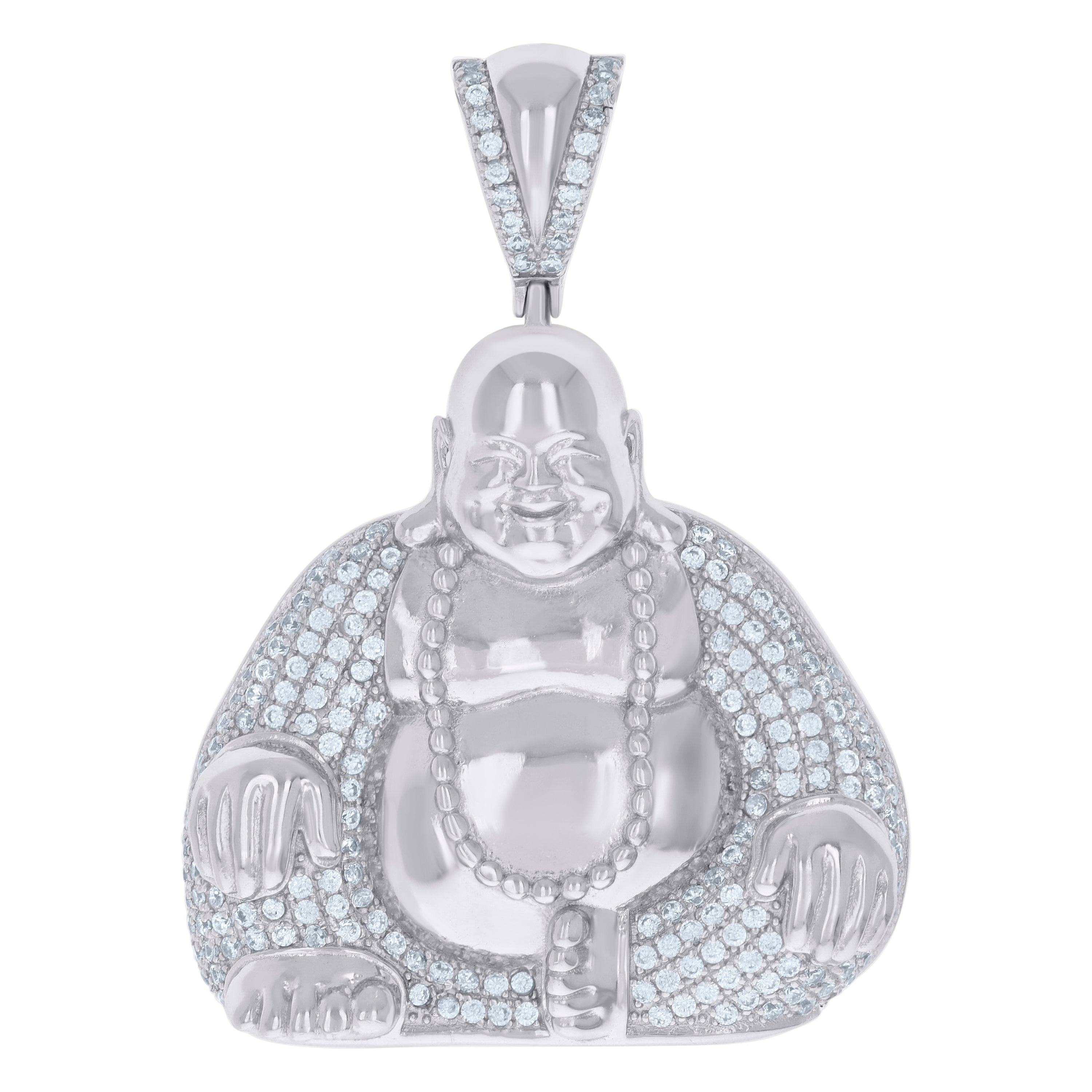 925 Sterling Silver Mens Cubic-Zirconia Buddha Religious Charm Pendant