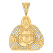 925 Sterling Silver Yellow-tone Mens Cubic-Zirconia Buddha Religious Charm Pendant