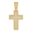925 Sterling Silver Yellow-tone Mens Cubic-Zirconia Cross Religious Charm Pendant