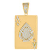 925 Sterling Silver Yellow-tone Mens Cubic-Zirconia Ace Of Spade Playing Cards Gambling Pendant