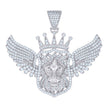 925 Sterling Silver Mens Cubic-Zirconia Flying Leo/Lion Zodiac Sign/Wildlife Charm Pendant