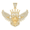 925 Sterling Silver Yellow-tone Mens Cubic-Zirconia Flying Leo/Lion Zodiac Sign/Wildlife Pendant
