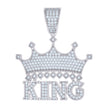 925 Sterling Silver Mens Cubic-Zirconia KING Crown Fashion Charm Pendant