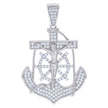 925 Sterling Silver Mens Cubic-Zirconia Anchor Crucifix Religious Charm Pendant