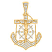 925 Sterling Silver Yellow-tone Mens Cubic-Zirconia Anchor Crucifix Religious Charm Pendant