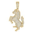 925 Sterling Silver Yellow-tone Mens Cubic-Zirconia Race Horse Animal Wildlife Charm Pendant