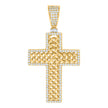 925 Sterling Silver Yellow-tone Mens Baguette Round Cubic-Zirconia Cross Religious Charm Pendant