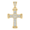 925 Sterling Silver Yellow-tone Mens Cushion-cut Round Cubic-Zirconia Cross Religious Charm Pendant