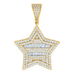925 Sterling Silver Yellow-tone Mens Baguette Round Cubic-Zirconia Star Fashion Charm Pendant