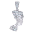 925 Sterling Silver Mens Baguette Round Cubic-Zirconia Nefertiti Egyptian Fashion Charm Pendant