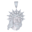 925 Sterling Silver Mens Cubic-Zirconia Jesus Religious Charm Pendant
