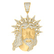 925 Sterling Silver Yellow-tone Mens Cubic-Zirconia Jesus Religious Charm Pendant