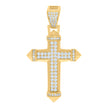 925 Sterling Silver Yellow-tone Mens Cubic-Zirconia Cross Religious Charm Pendant