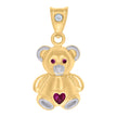 10kt Two-tone Gold Womens Purple White Heart Round Cubic-Zirconia Teddy Bear Fashion Charm Pendant