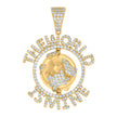 925 Sterling Silver Yellow-tone Mens Cubic-Zirconia The World Is Mine World Map Charm Pendant