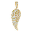 925 Sterling Silver Yellow-tone Mens Cubic-Zirconia Angel Wing Angle Charm Pendant