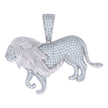925 Sterling Silver Mens Cubic-Zirconia Lion Animal Wildlife Charm Pendant