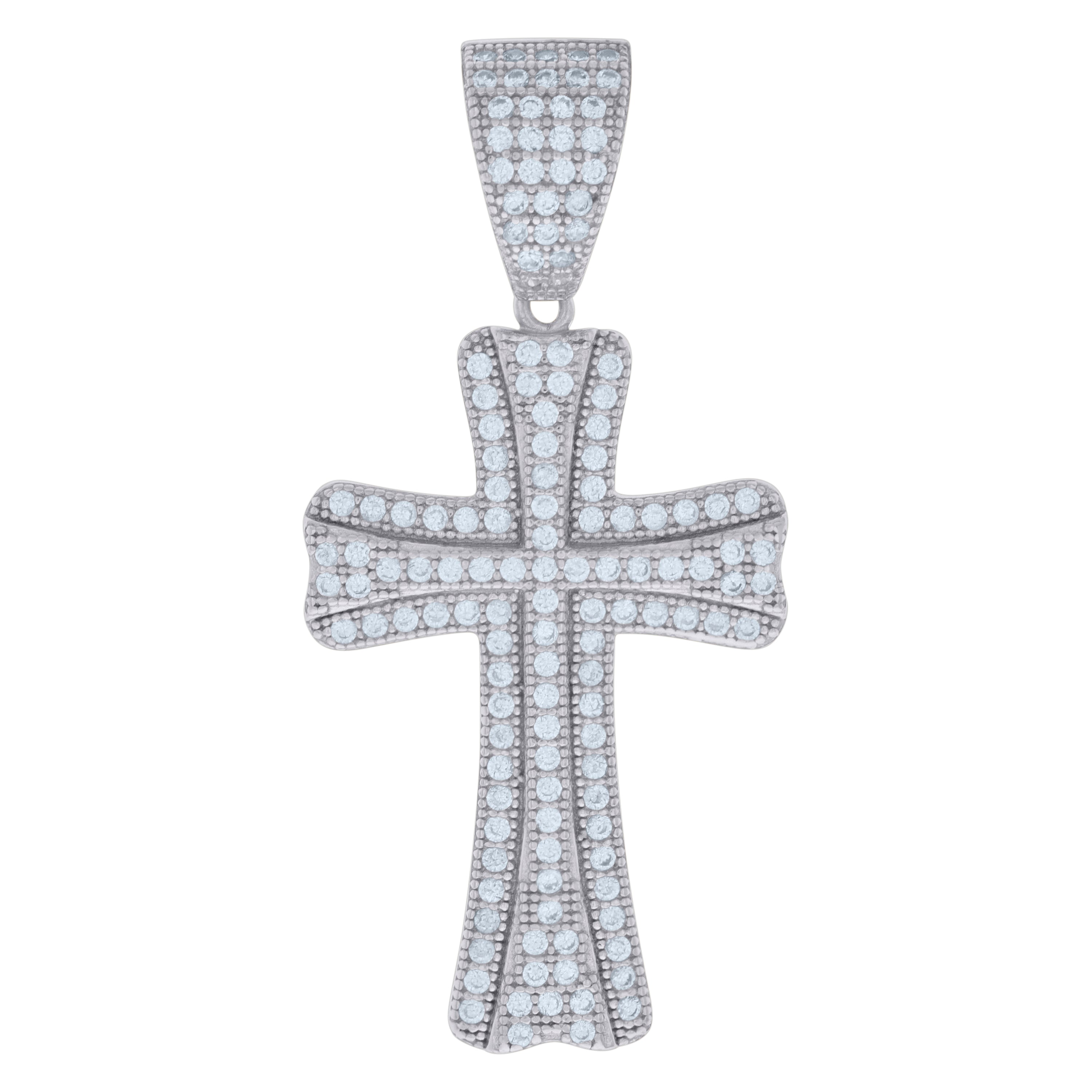 925 Sterling Silver Mens Cubic-Zirconia Cross Religious Charm Pendant