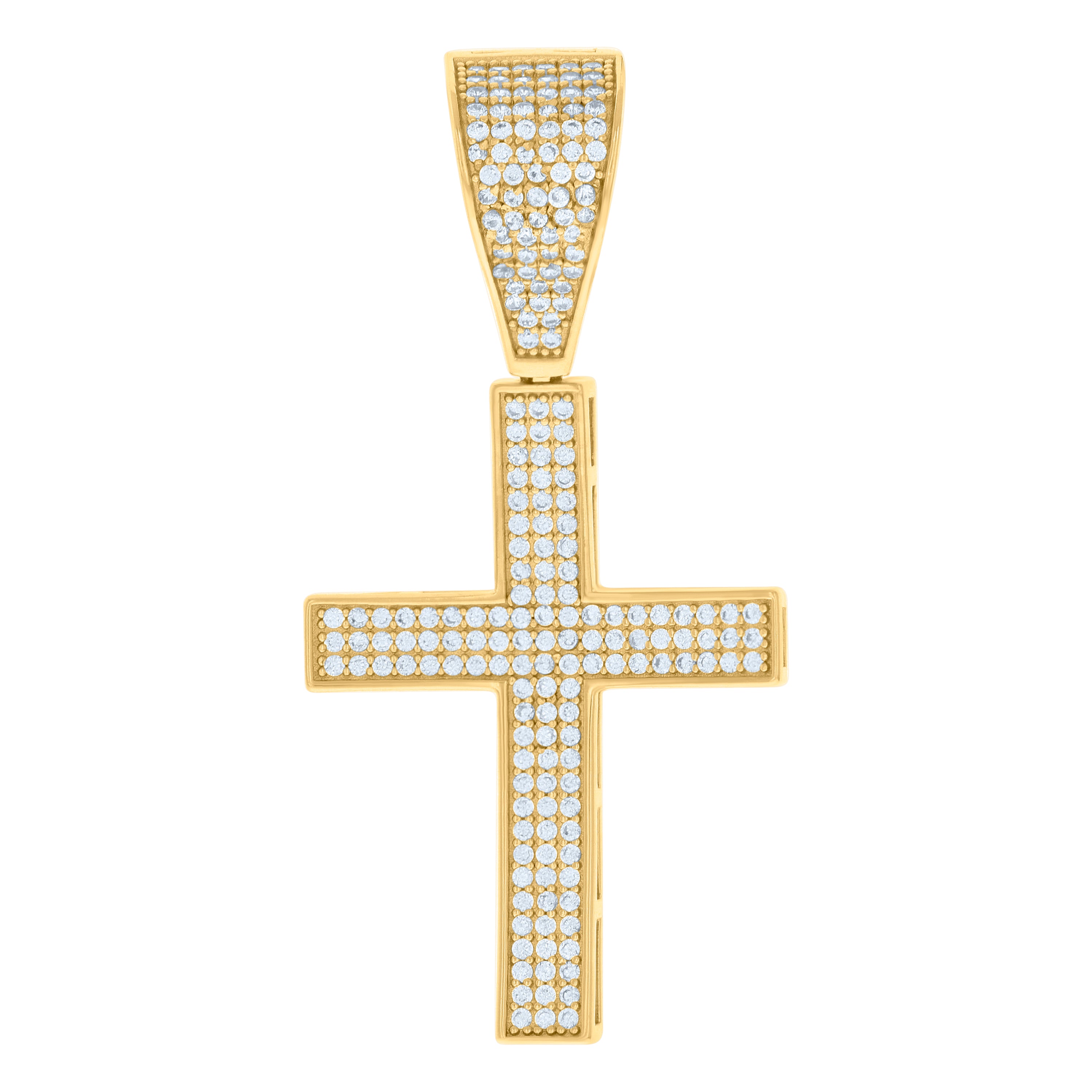 925 Sterling Silver Yellow-Tone Mens Cubic-Zirconia Cross Religious Charm Pendant