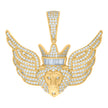 925 Sterling Silver Yellow-tone Mens Cubic-Zirconia Flying Leo/Lion Zodiac Sign/Wildlife Pendant
