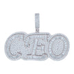925 Sterling Silver Mens Baguette Round Cubic-Zirconia CEO Talking Fashion Charm Pendant