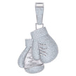 925 Sterling Silver Mens Cubic-Zirconia Boxing Gloves Sports Charm Pendant