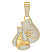 925 Sterling Silver Yellow-tone Mens Cubic-Zirconia Boxing Gloves Sports Charm Pendant