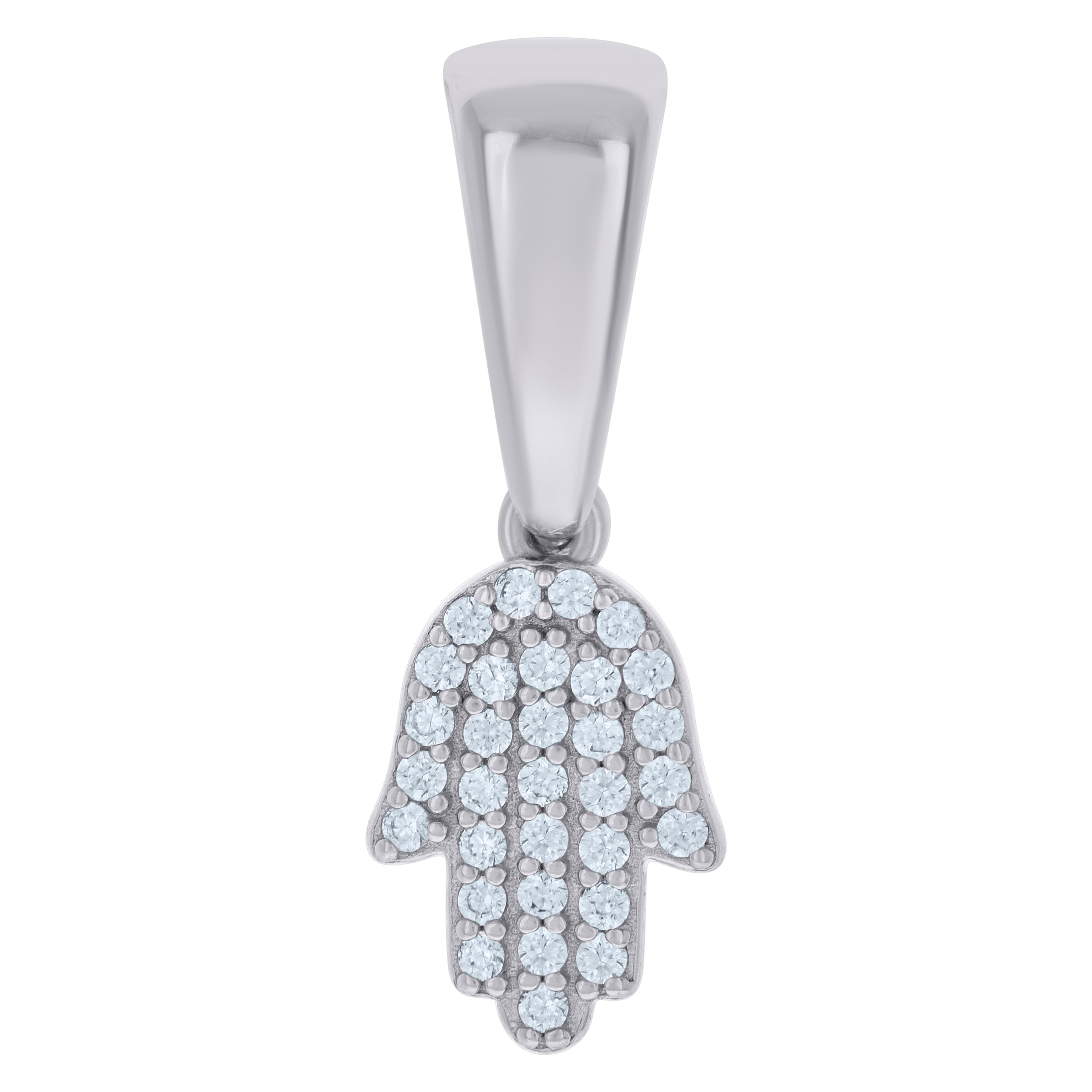 925 Sterling Silver Unisex Cubic-Zirconia Hamsa Symbol Religious Charm Pendant