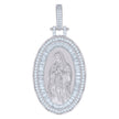 925 Sterling Silver Mens Baguette Round Cubic-Zirconia Guadalupe Religious Charm Pendant