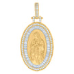 925 Sterling Silver Yellow-tone Mens Baguette Round Cubic-Zirconia Guadalupe Religious Charm Pendant