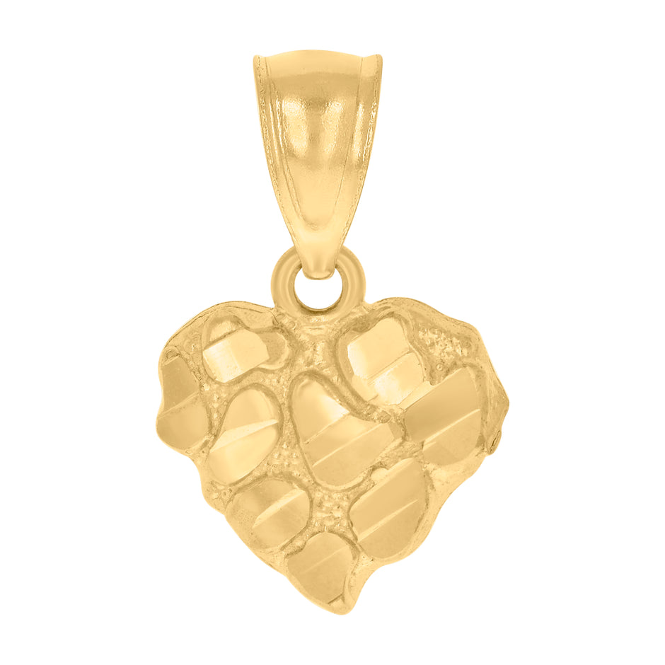 10kt Yellow Gold Womens Nugget Heart Charm Pendant