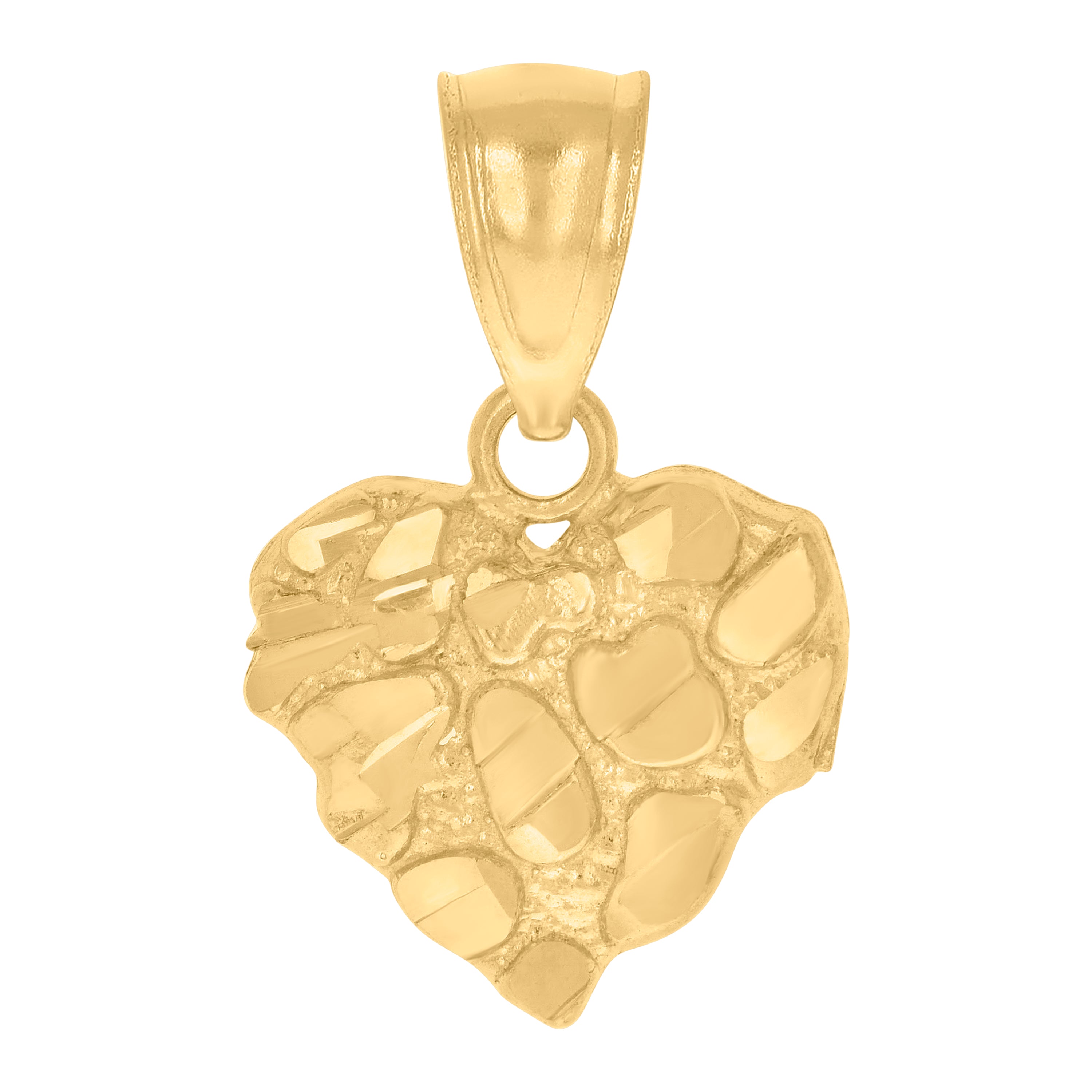 10kt Yellow Gold Womens Nugget Heart Charm Pendant