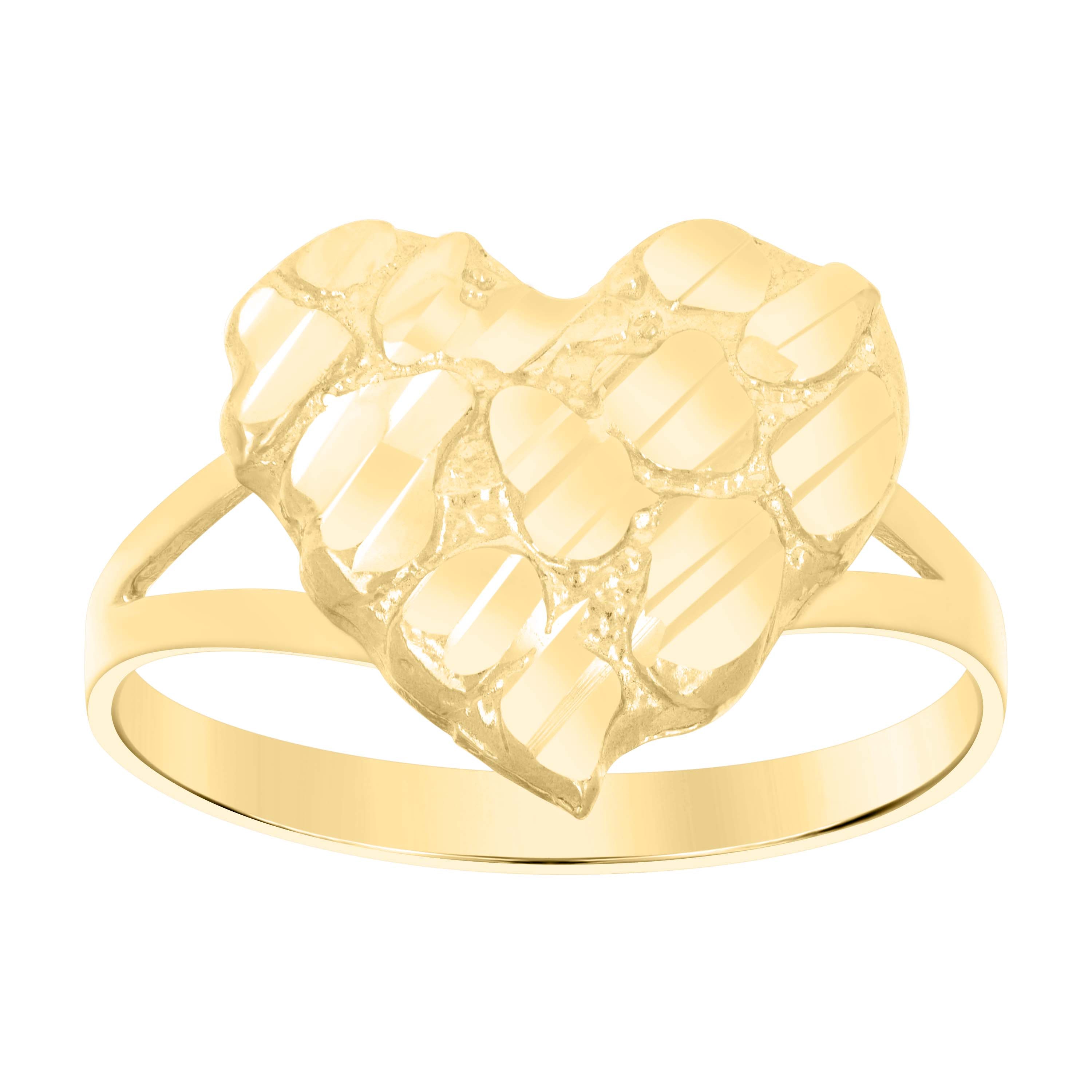 10kt Yellow Gold Womens Nugget Heart Ring