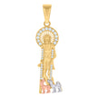 10kt Tri-Color Gold Mens Cubic-Zirconia Saint Lazarus Religious Charm Pendant