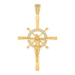 10kt Yellow Gold Mens Cubic-Zirconia Crucifix Cross Religious Charm Pendant