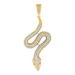 10kt Yellow Gold Mens Purple White Cubic-Zirconia Snake Reptiles Wildlife Charm Pendant