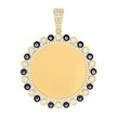10kt Yellow Gold Mens Cubic-Zirconia Enamel Evil Eye Photo Frame Charm Pendant